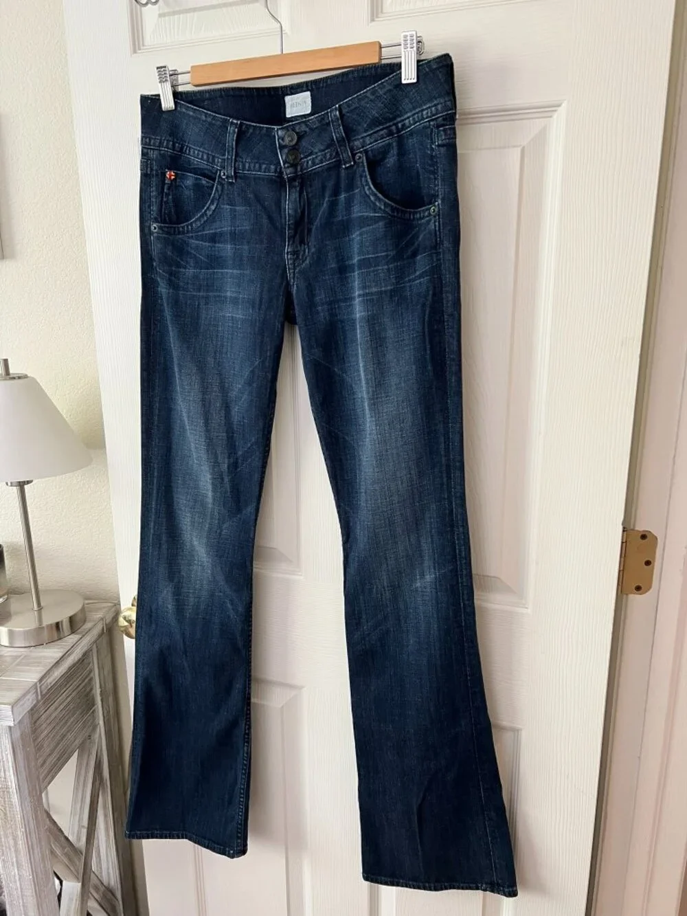 Hudson Signature Bootcut Jeans Sz 30 Dark Wash Long Inseam 33 Flap Pocket - Picture 1 of 14